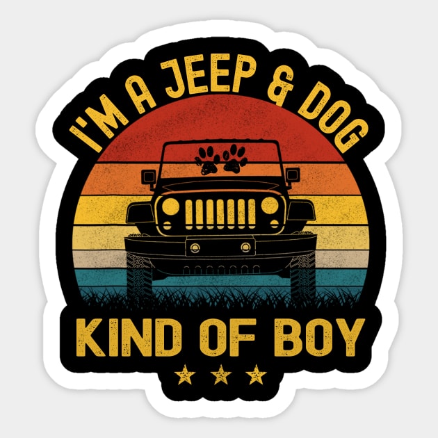 I'm A Jeep And Dog Kind Of Boy Vintage Jeep Jeeps Lover Sticker by Jane Sky